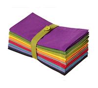 COTTON CRAFT Dinner Napkins-Multicolor 12 Pack - Pure 100% Cotton- 51x51 CM Oversized - Set contains each Magenta, Lime, Ming Red, Stone, Black, Lavender, Grape, Orange, Teal, Navy, Mustard & Leaf