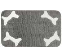 COTTON CRAFT Dog Door Mat for Muddy Paws - Bones Ultra Absorbent Non Slip Doormat - Quick Dry Pet Rug - Washable Dog Bed Mat - Soft Plush Microfiber Chenille Indoor Outdoor Entrance Mat - 20x31 - Grey