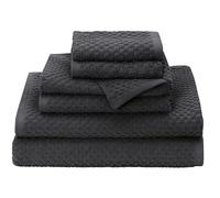 COTTON CRAFT Euro Spa Waffle Weave 6 Piece Towel Set - 100% Cotton - Charcoal