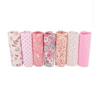 Cotton Craft Fabric Bundles Patchwork,7Pcs 19.69×19.69in Cotton Fabric for Sewing Fat Quarter Quilting Patchwork Pink Printed Squares Bundle Quilting for DIY Art Sewing Craft