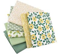Cotton Craft Fabric Bundles Patchwork,Fabric Fat Quarters Bundle 7PCS 50 x 40cm Sewing Patchwork Different Pattern Cloths DIY Scrapbooking Artcraft (Green-Flower-50 * 40)