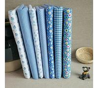 Cotton Craft Fabric Bundles Patchwork,Fabric Fat Quarters Bundle 7PCS 50 x 50cm Fat Sewing Patchwork Different Pattern Cloths DIY Scrapbooking Artcraft (Blue-7-50 * 50)