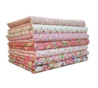 Cotton Craft Fabric Bundles Patchwork,Fabric Fat Quarters Bundle 7PCS 50 x 50cm Fat Sewing Patchwork Different Pattern Cloths DIY Scrapbooking Artcraft (Pink-7-50 * 50)