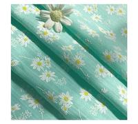 Cotton Craft Fabric, Embroidered Cotton Jacquard Fabric Daisy for Apparel Decor Multicolor 1/3/5/10 Yards(4 Green,145cmx10yard)
