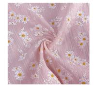 Cotton Craft Fabric, Embroidered Cotton Jacquard Fabric Daisy for Apparel Decor Multicolor 1/3/5/10 Yards(3 Light Pink,145cmx10yard)