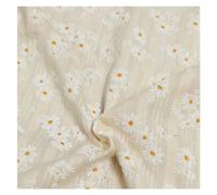 Cotton Craft Fabric, Embroidered Cotton Jacquard Fabric Daisy for Apparel Decor Multicolor 1/3/5/10 Yards(2 Apricot,145cmx10yard)