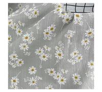 Cotton Craft Fabric, Embroidered Cotton Jacquard Fabric Daisy for Apparel Decor Multicolor 1/3/5/10 Yards(11 Grey,145cmx3yard)