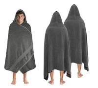 COTTON CRAFT Giant Hooded Towel - 2 Pack Oversized Extra Large 35 x 70 - Plush 600 GSM Soft Towel with Hood for Adults - Absorbent 100% Cotton Ringspun Terry Pool Beach Bath Sheet Wrap - Charcoal