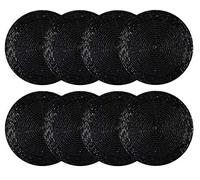 COTTON CRAFT Glitz Handmade Beaded Bar Drink Tabletop Protection Coasters - Set of 8 - Halloween Harvest Autumn Fall Thanksgiving Holiday Christmas Xmas Celebration Festive Party - 4 in Round - Black