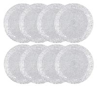 COTTON CRAFT Glitz Handmade Beaded Bar Drink Tabletop Protection Coasters - Set of 8 - Halloween Harvest Autumn Fall Thanksgiving Holiday Christmas Xmas Celebration Festive Party - 4 in Round - Silver