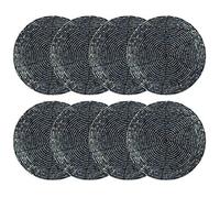 COTTON CRAFT Glitz Handmade Beaded Bar Drink Tabletop Protection Coasters - Set of 8 - Halloween Harvest Autumn Fall Thanksgiving Holiday Christmas Xmas Celebration Party - 4 in Round - Gunmetal Grey