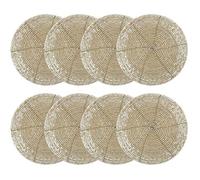 COTTON CRAFT Glitz Set of 8 Handmade Beaded Coasters, 4 inch Round, Champagne