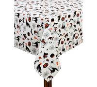 COTTON CRAFT Halloween Tablecloth - Spooky Hocus Pocus Pure Cotton Table Cover - Reusable Washable Rectangular Table Cloth - Scary Halloween Decorations - Party Décor - 60 x 84 - Black White Orange