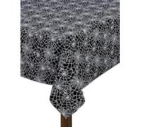 COTTON CRAFT Halloween Tablecloth - Spooky Spider Web Pure Cotton Table Cover - Reusable Washable Rectangular Table Cloth - Scary Halloween Decorations - Party Décor - 60 x 102 - Black White