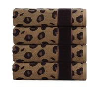 COTTON CRAFT Hand Towels - Set of 4 Animal Print Cheetah Leopard Africa Safari Decorative Hand Towel - 100% Cotton Jacquard Luxury Guest Towel - Soft Quick Dry Absorbent Bathroom Face Towel - 16 x 28