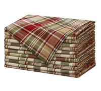 COTTON CRAFT Harvest Plaid Cloth Napkins - Set of 12 - Soft 100% Cotton Fabric Napkin with Mitered Corners - Fall Thanksgiving Holiday Dinner Durable Reusable Serviettes -17x17- Burgundy Green Ivory