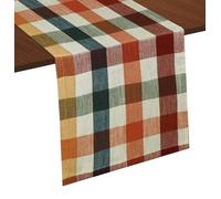 COTTON CRAFT Harvest Plaid Table Runner - Pure Cotton Everyday Rustic Fall Autumn Halloween Thanksgiving Christmas Holiday Party Reusable Dining Tablerunner Decor - 13x72 inches - Ivory Rust Teal