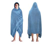COTTON CRAFT Hooded Hotel Towel - Oversized Extra Large 40 x 80 - Heavyweight 700 GSM Towel with Hood for Adults - 100% Cotton Ringspun Terry Pool Beach Bath Sheet Wrap - Soft Plush Absorbent - Blue