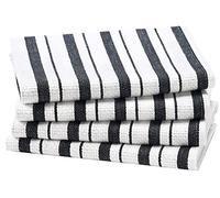 COTTON CRAFT Oversized Kitchen Towels - 4 Pack 100% Cotton Basketweave Tea Dish Towels - Absorbent Reusable Low Lint Quick Dry - Cooking Drying Restaurant Bar Cleaning Cloth Napkin -20x30 Black Stripe