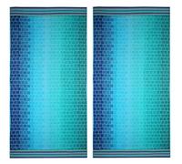 COTTON CRAFT Oversized XL Beach Towel 39 x 68-2 Pack - 100% Cotton Velour - Big & Huge - Pool Picnic Bath - Double Woven Jacquard Thick Plush Super Soft Luxury - 450 GSM - Blue Tiles