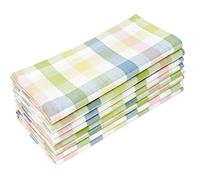 COTTON CRAFT Spring Gingham Pastel Plaid Set of 8 Pure Cotton Checked Dinner Napkins, Multicolor Pastel