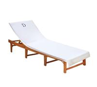 COTTON CRAFT Terry Beach 100% Cotton 32"x82"+7" Flap Lounge Chair Cover Monogram - D - White