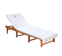COTTON CRAFT Terry Beach 100% Cotton 32"x82"+7" Flap Lounge Chair Cover Monogram - R - White