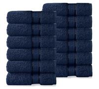 COTTON CRAFT - Ultra Soft 12 Pack Wash Cloth -30x30 - Night Sky- Pure Ringspun Cotton - Luxurious Rayon trim - Ideal for everyday use - Easy care machine wash