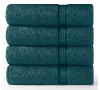 Cotton Craft Ultra Soft 4 Pack Oversized Extra Large Bath Towels 30x54 Teal Weighs 22 Ounces - 100% Pure Ringspun Cotton - Luxurious Rayon Trim - Ideal for Everyday use - Easy Care Machine wash