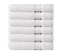 COTTON CRAFT -Ultra Soft 6 Pack Hand Towels -41x71 -White - 100% Pure Ringspun Cotton - Luxurious Rayon trim - Ideal for everyday use - Easy care machine wash
