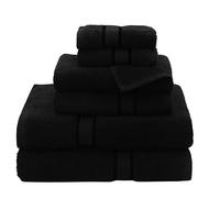 COTTON CRAFT Ultra Soft 6 Piece Towel Set - 2 Oversized Large Bath Towels,2 Hand Towels,2 Washcloths - Absorbent Quick Dry Everyday Luxury Hotel Bathroom Spa Gym Shower Pool Travel -100% Cotton- Black