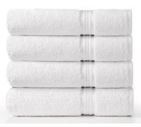 COTTON CRAFT Ultra Soft Extra Large Bath Towels 30" x 54" White Weighs 22 oz 100% Pure Ring Spun Cotton Luxury Viscose Trim Ideal for Everyday Use Easy Care
