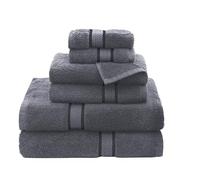 COTTON CRAFT Ultra Soft Luxury 6 Piece Ringspun Cotton Towel Set, 580GSM, Heavyweight, 2 Bath Towels, 2 Hand Towels, 2 Washcloths, Charcoal Grey
