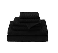 COTTON CRAFT Waffle 6 Piece Towel Set - 100% Cotton - 2 Oversized Luxury Euro Spa Waffle Weave Large Bath Towels, 2 Hand Towels, 2 Washcloths - Absorbent Quick Dry Hotel Bathroom Shower Pool - Black