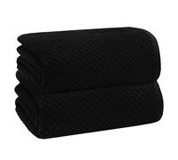 COTTON CRAFT Waffle Bath Sheets - Set of 2 Luxury Euro Spa Waffle Weave Bath Sheet Towels - 100% Ringspun Cotton Bath Sheet - Absorbent Quick Dry Bath Towel Sheet - Oversized 35 x 70 inches - Black