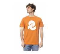 Cotton Crew Neck T-Shirt with Logo Print - male - Invicta - T-Shirts - Orange - L - Tops L