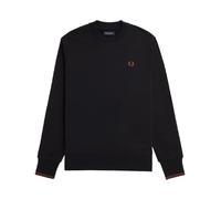 Cotton Crewneck Jumper with Ribbed Trim - male - Fred Perry - Sweatshirts - Black - XL - Sweatshirts & Hoodies XL
