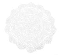 Cotton Crochet Doily Mats, Vintage Round Lace Tablecloth Crochet, For Dining Table Coffee Shop Hotel Home Wedding Party Decor (WHITE 35CM ROUND)