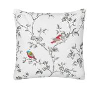 Cotton Cushion Embroidered Birds 45 x 45 cm White DILLENIA