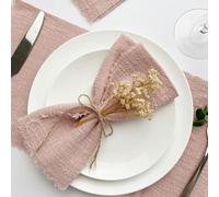 Cotton Dinner Cloth Napkins， 10pcs 32x32cm Pink Gauze Cotton Napkin Reusable Tea Towel Wedding Party(Pink)