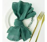 Cotton Dinner Cloth Napkins， 10pcs Handmade Gauze Napkins 30X30cm Cotton Cloth Napkins Fabric Serviette Gauze Table(Black)