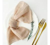 Cotton Dinner Cloth Napkins， 10pcs Handmade Gauze Napkins 30X30cm Cotton Cloth Napkins Fabric Serviette Gauze Table(Apricot)