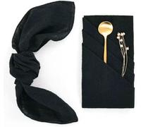 Cotton Dinner Cloth Napkins， 6pcs Cotton Cloth Napkins Gauze 30x30cm Fabric for Wedding Decor(Black)