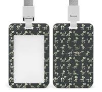 Cotton Dinosaurs Dino Skeletons Skulls Bones Card Holder Cute ID Badge Holders Card Protector for Office Work Women Men