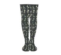 Cotton Dinosaurs Dino Skeletons Skulls Bones Knee High Socks Print Long Stockings Tube Socks Over Knee Socks Casual Tight High Stockings Boot 60cm