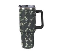 Cotton Dinosaurs Dino Skeletons Skulls Bones Travel Mug 40oz Tumbler Water Bottle Coffee Mug Tea Cup Car Cup for Women Men Black-style