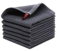 Cotton Dish Rags Dish Cloths for Washing Dishes,12”x12”, 6 Pack, Dark Gray