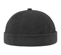 Cotton Docker Cap Men - Hat Made of 100% Cotton - Cap with Hook-and-Loop Closure - Harbour hat Summer/Winter - Black One Size