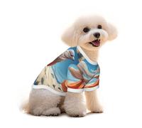 Cotton Dog Cat T-Shirt - Dancing Dolphins Breathable Summer Vest for Small Dogs, Soft Puppy Tank Top, Lightweight Pet Clothes Medium