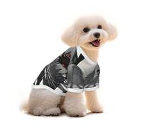 Cotton Dog Cat T-Shirt - Roses on the Black and White Checkered Floor Breathable Summer Vest for Small Dogs, Soft Puppy Tank Top, Lightweight Pet Clothes Large